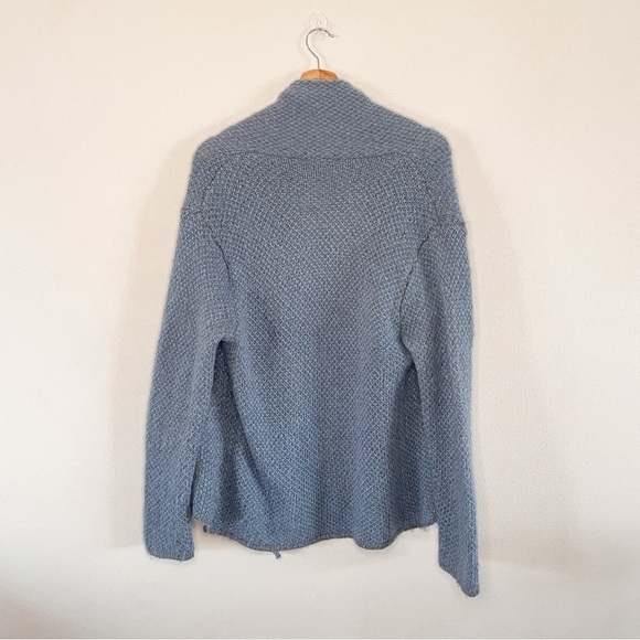 Wooden Ships | Wool Blend Open Front Navy & Brown Marled Cardigan - Picture 3 of 9